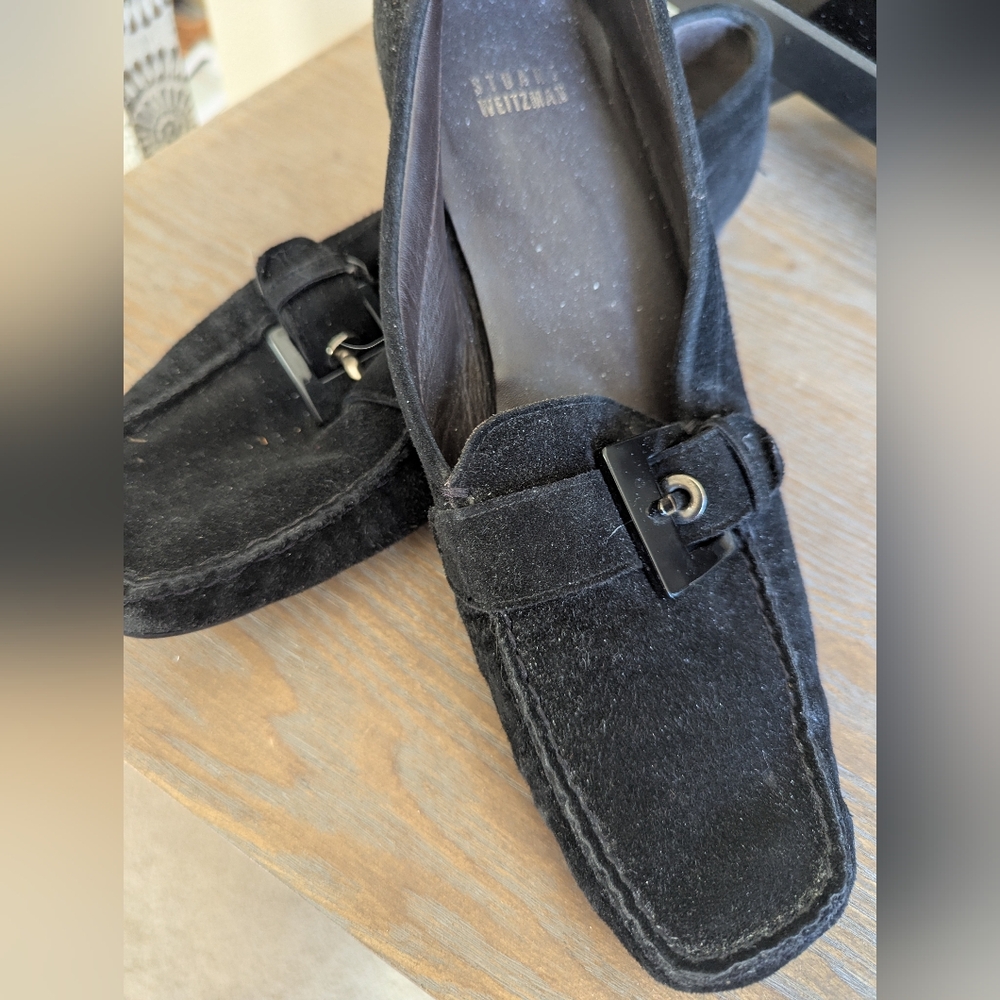 Stuart Weitzman Black Suede Women's Loafers Size 9.5